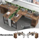 L Shaped Desk with File Cabinets, Rustic Brown_09