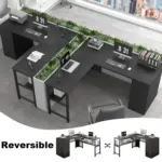 L Shaped Desk with File Cabinets, Black Oak_07
