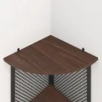 Corner Bar Cabinet with Adjustble Shelf Storage, Walnut_08