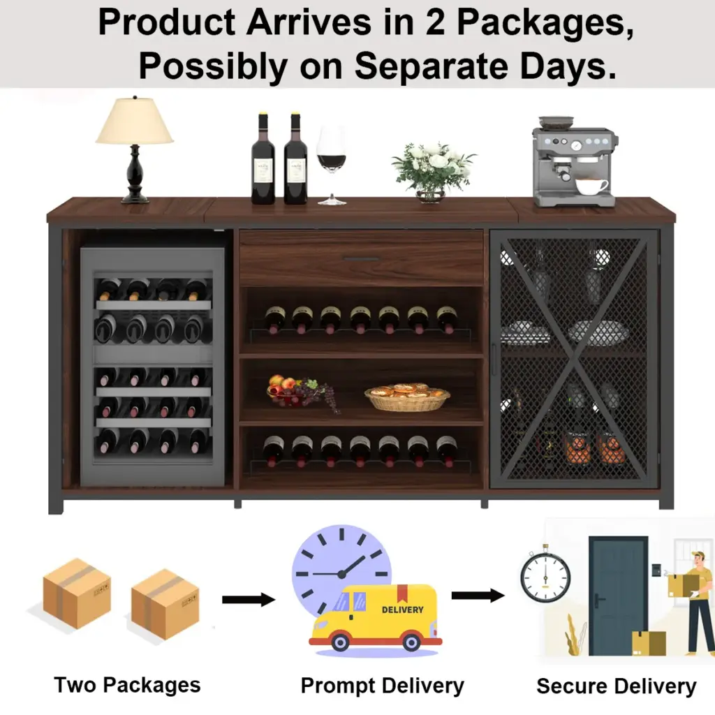 70.86” Wine Cabinet with Fridge Space, Walnut_08