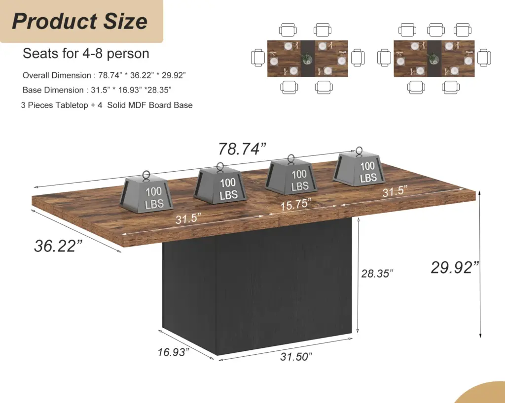 78.74 Inch Dining Table 01