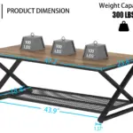 X Shaped Leg 2 Tier Coffee Table, Rustic Oak, 47 Inch_06