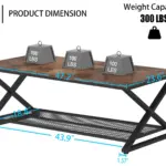 X Shaped Leg 2 Tier Coffee Table, Rustic Brown, 47 Inch_08