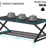 X Shaped Leg 2 Tier Coffee Table, Black Oak, 47 Inch_07