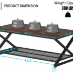 X Shaped Leg 2 Tier Coffee Table, Walnut, 47 Inch_08