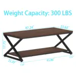 X Shaped Leg Coffee Table with Shelf, Walnut, 47 Inch_09