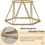 Round Glass Coffee Table with Golden Hexagonal Metal Base_10