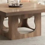 Square Coffee Table with Cat House Cushion, Rustic Oak_09