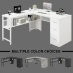 L Shaped Desk with File Cabinets, White Oak_08