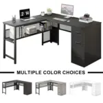 L Shaped Desk with File Cabinets, Black Oak_08