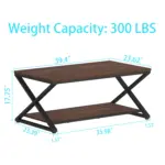 X Shaped Leg Coffee Table with Shelf, Walnut, 39 Inch_09