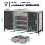 70.86” Wine Cabinet with Fridge Space, Light Grey Oak_09