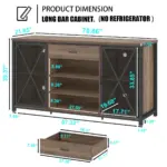 70.86” Wine Cabinet with Fridge Space, Rustic Oak_05