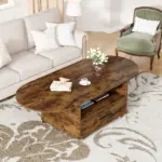 Foldable Coffee Table with Drawer Storage, Rustic Brown_01