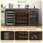 70.86” Wine Cabinet with Fridge Space, Walnut_09