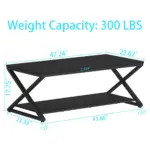 X Shaped Leg Coffee Table with Shelf, Black Oak, 47 Inch_11