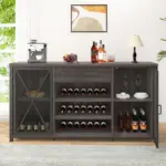 70.86” Wine Cabinet with Fridge Space, Dark Gray Oak_10