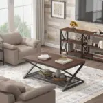 X Shaped Leg 2 Tier Coffee Table, Walnut, 39 Inch_07