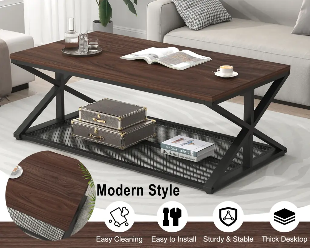 Coffee Table with Storage, Walnut, 47 Inch_10