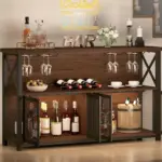 Coffee Bar Cabinet for Liquor and Glasses, Walnut_09
