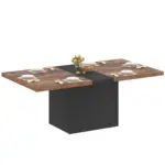 70.87 Inch Dining Table for 4-8, Rustic Brown and Black Oak
