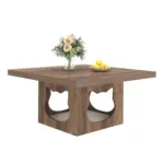 Square Coffee Table with Cat House Cushion, Rustic Oak_10