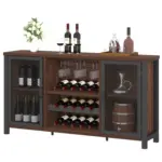 Wine Bar Cabinet for Liquor and Glasses, Walnut_08