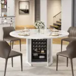 Round Dining Table with Fridge Space, White Faux Marble, 47.24 Inch 04