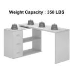 L Shaped 360 Rotating Computer Desk with 3 Drawers, White Oak_11