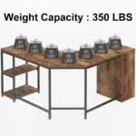 L Shape Desk with Drawers and Storage Shelf, Rustic Brown_07