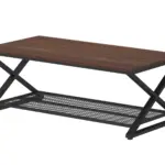 X Shaped Leg 2 Tier Coffee Table, Walnut, 47 Inch_10