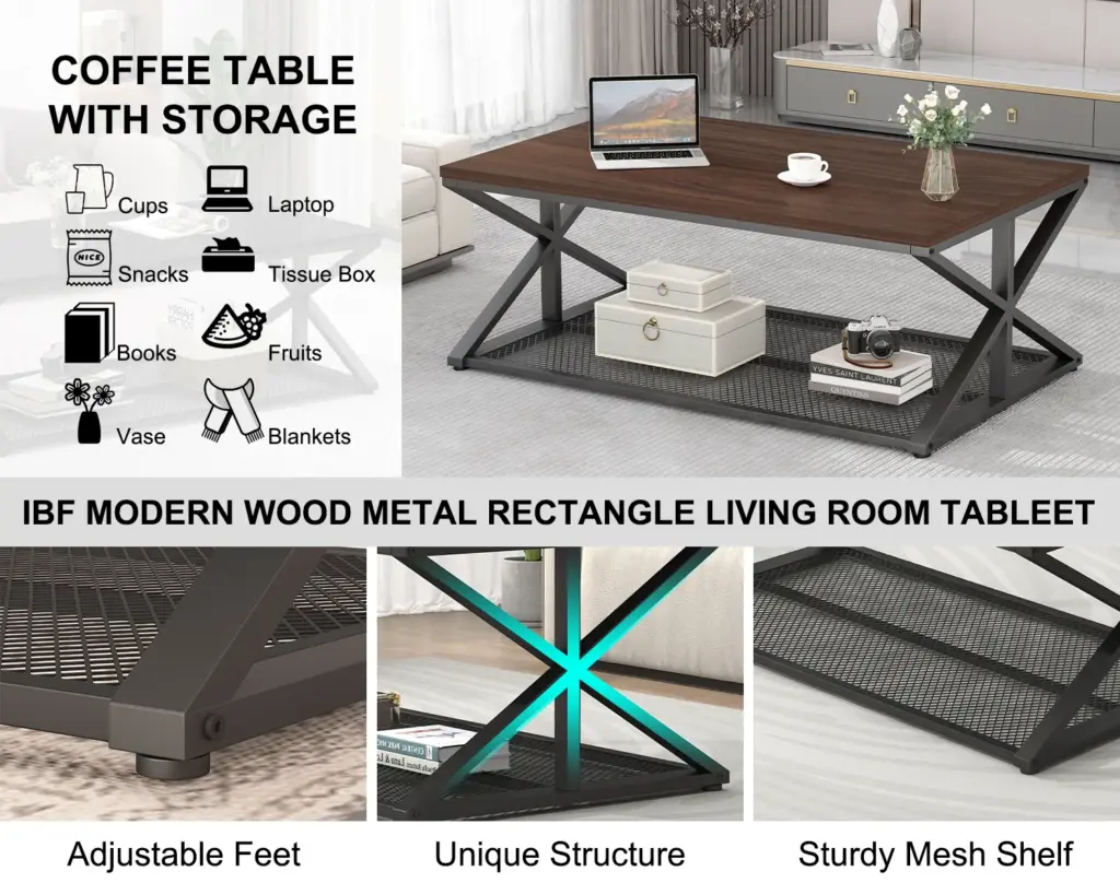 Coffee Table with Storage, Walnut, 47 Inch_11