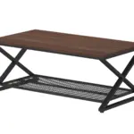 X Shaped Leg 2 Tier Coffee Table, Walnut, 39 Inch_10