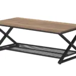 X Shaped Leg 2 Tier Coffee Table, Rustic Oak, 47 Inch_08