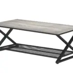 X Shaped Leg 2 Tier Coffee Table, Light Grey Oak, 47 Inch_09