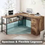L Shaped Desk with File Cabinets, Rustic Brown_12