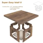 Square Coffee Table with Cat House Cushion, Rustic Oak_11