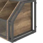 Corner Bar Cabinet with Adjustble Shelf Storage, Rustic Oak_08