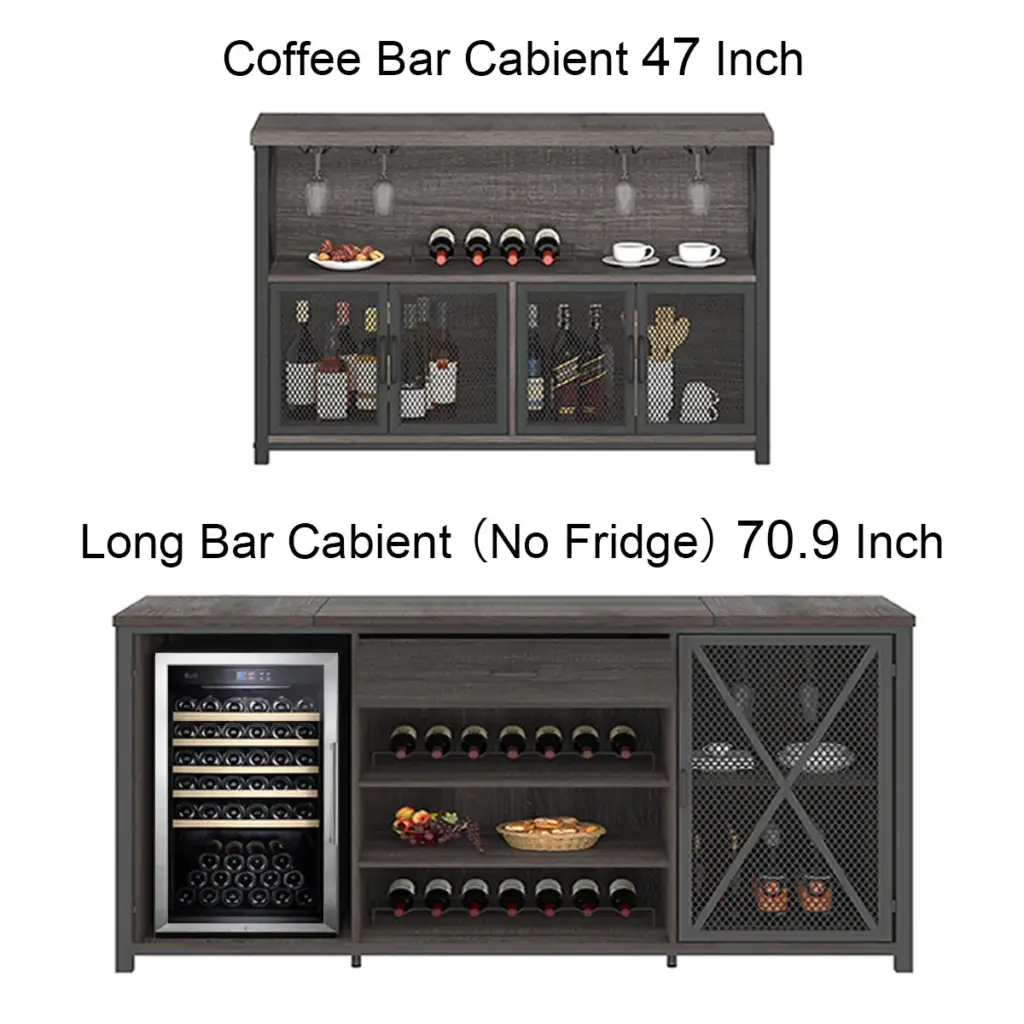 70.86” Wine Cabinet with Fridge Space, Dark Gray Oak_13