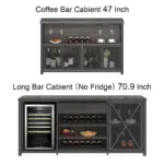 70.86” Wine Cabinet with Fridge Space, Dark Gray Oak_13