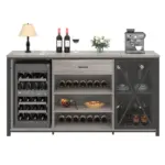70.86” Wine Cabinet with Fridge Space, Light Grey Oak_12