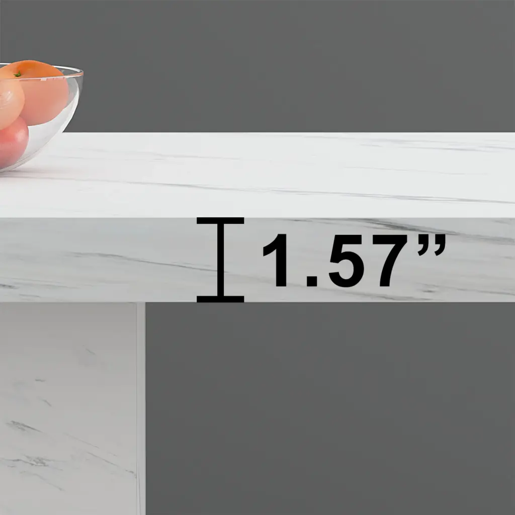 T-Shaped White Faux Marble Dining Table, 78.74 Inch 10