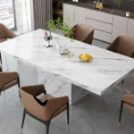 White Faux Marble Dining Table for 6-8, 70.87 Inch 012