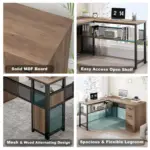 L Shaped Desk with File Cabinets, Rustic Oak_09
