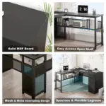 L Shaped Desk with File Cabinets, Black Oak_09
