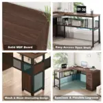L Shaped Desk with File Cabinets, Walnut_9