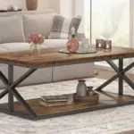 2 Tier Coffee Table with Shelf, Rustic Brown, 47 Inch_08