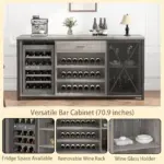 70.86” Wine Cabinet with Fridge Space, Light Grey Oak_14