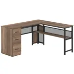 L Shaped Desk with File Cabinets, Rustic Oak_10