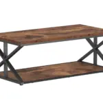 2 Tier Coffee Table with Shelf, Rustic Brown, 47 Inch_09